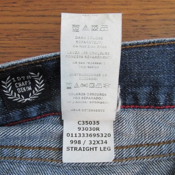 CHAPS MEN'S SIZE 32 X 33 JEANS DARK BLUE SLUB DENIM STRAIGHT FIT VINTAGE - Picture 10 of 15